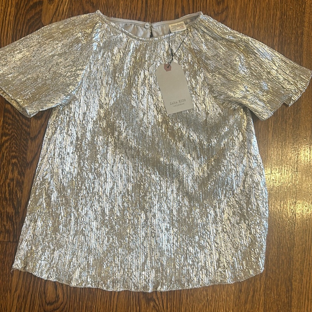 Girls silver shimmer top